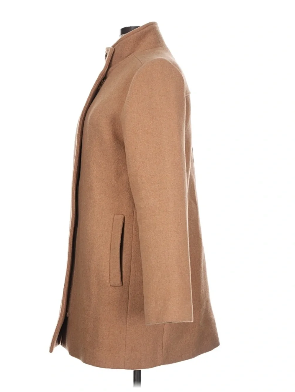 J.Crew City wool Coat Button Neck Heather Acorn Camel Size 10